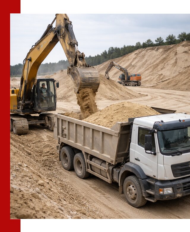 Доставка карьерного песка с самосвалами и разгрузкой в Большой Камне
