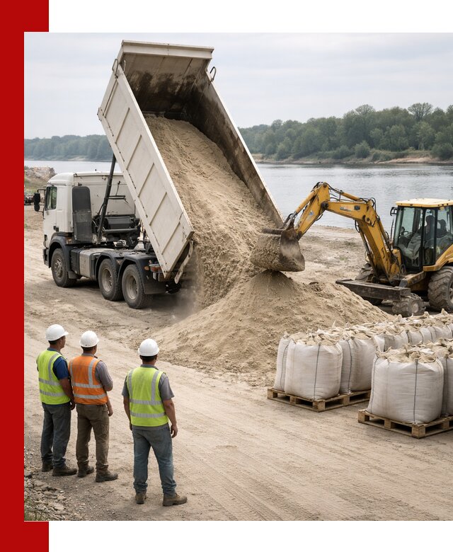 Доставка речного песка в Большой Камне самосвалами и погрузкой