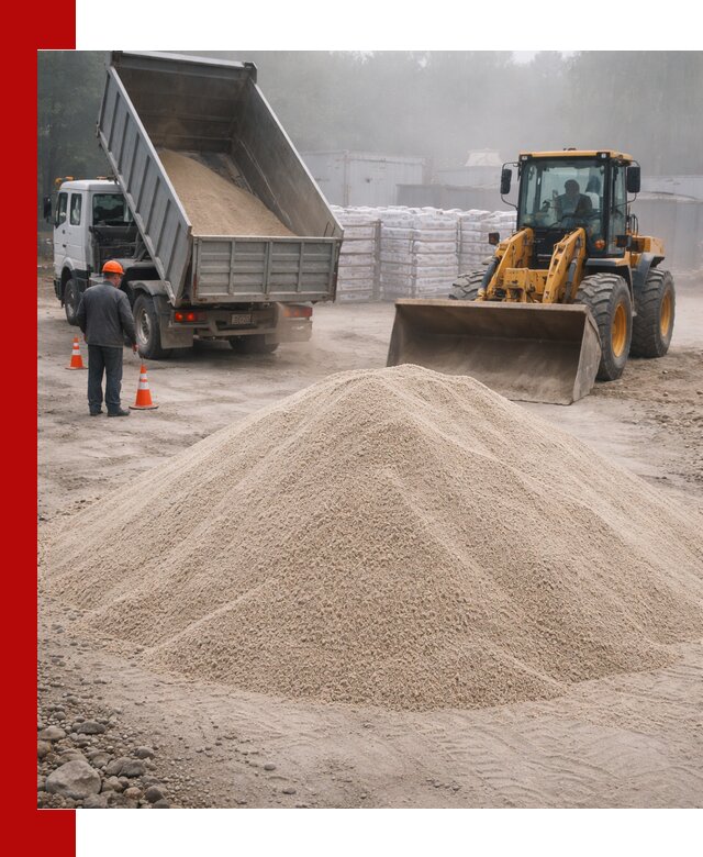 Кварцевый песок фракция 0–8 для стройработ в Большой Камне