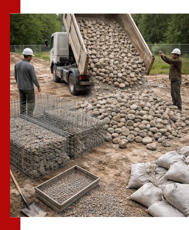 Камень для габионов фракция 70–151 в Большой Камне