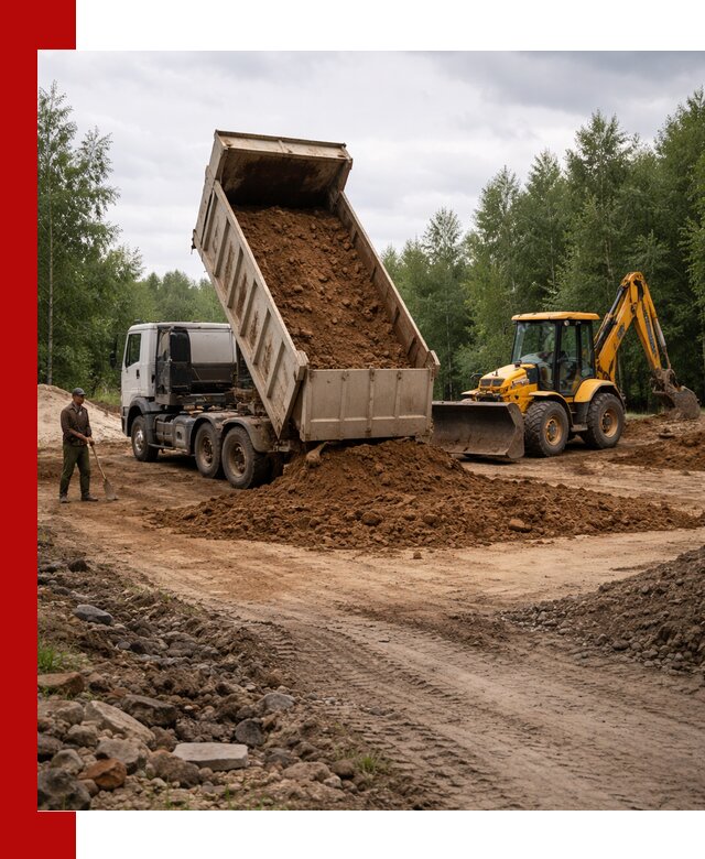 Доставка суглинка самосвалами в Большой Камне подсыпка и планировка