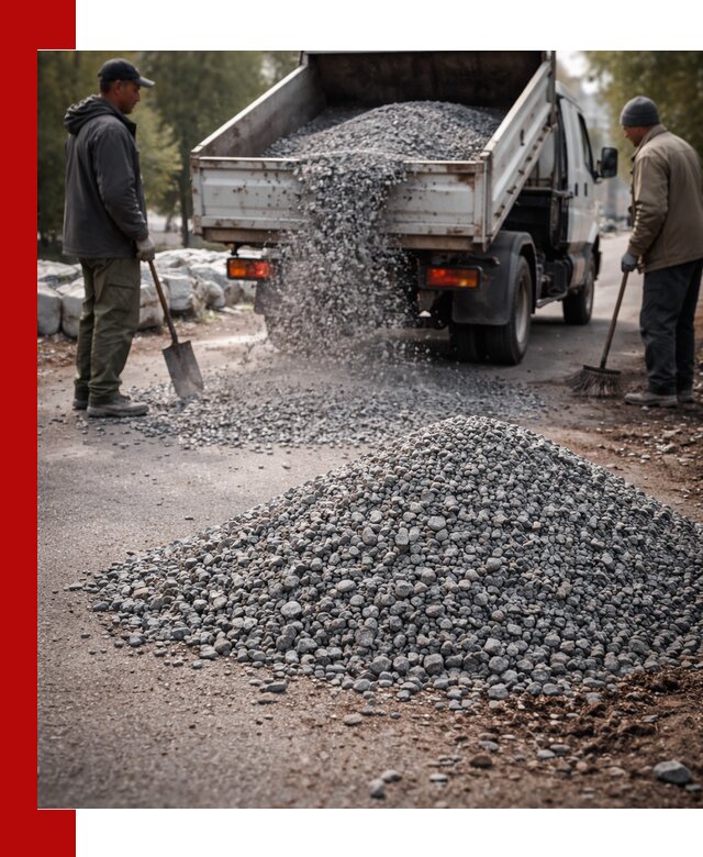 Гранитная крошка для посыпки дорог и тротуаров в Большой Камне