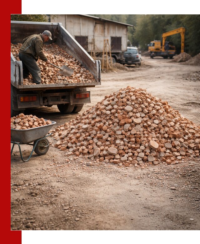 Доставка и подушка из боя кирпича с разгрузкой в Большой Камне