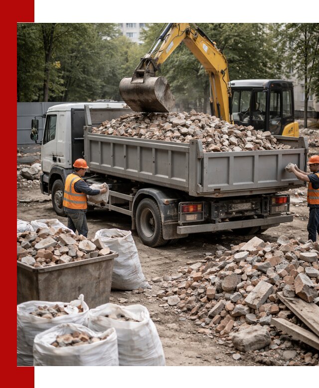 Вывоз строительного мусора в Большой Камне с самосвалами и контейнерами
