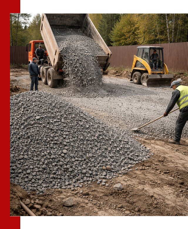 Отсыпка участка щебнем с доставкой и уплотнением в Большой Камне